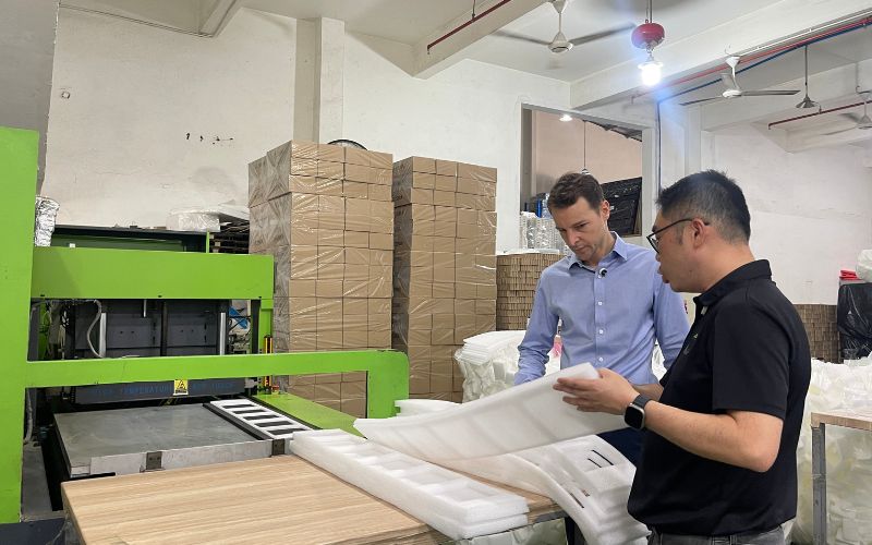 Quality control process in Vietnam packaging factory